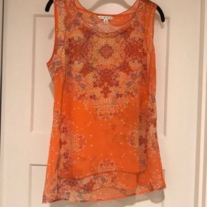 CAbi Orange Floral Merrow Edge Tank